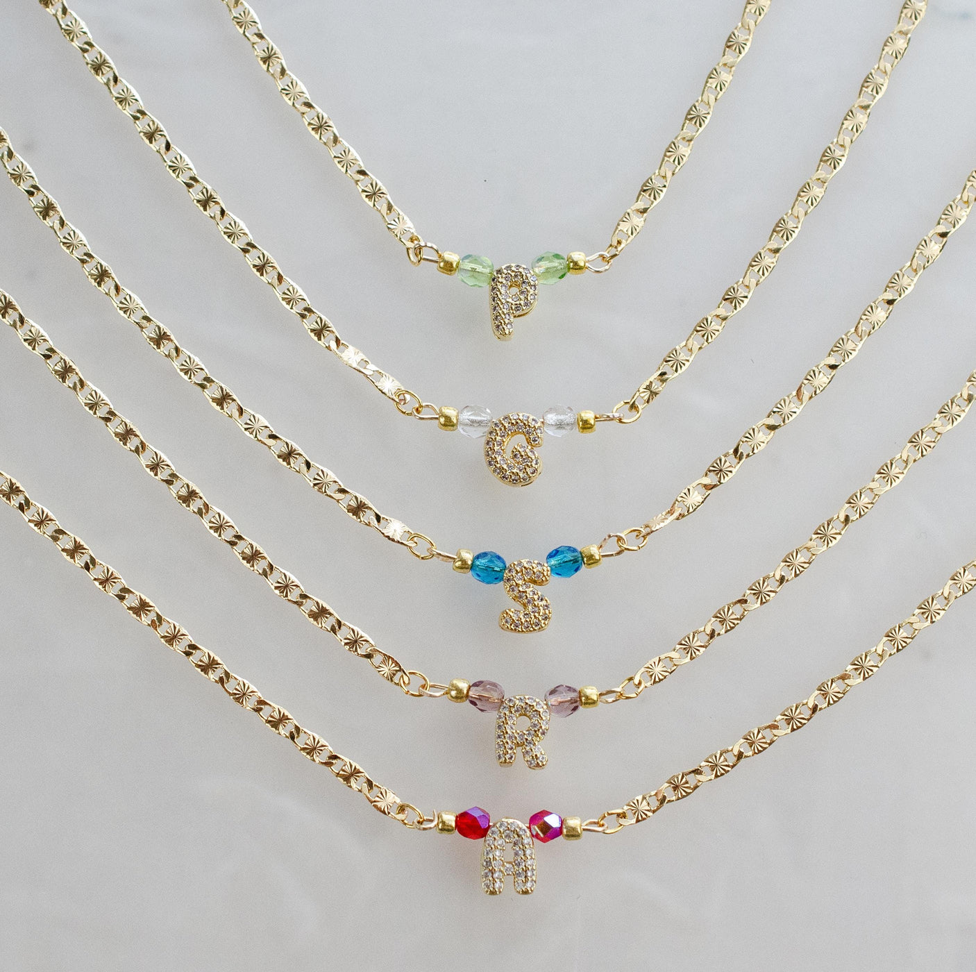 Birthstone Initial Necklace
