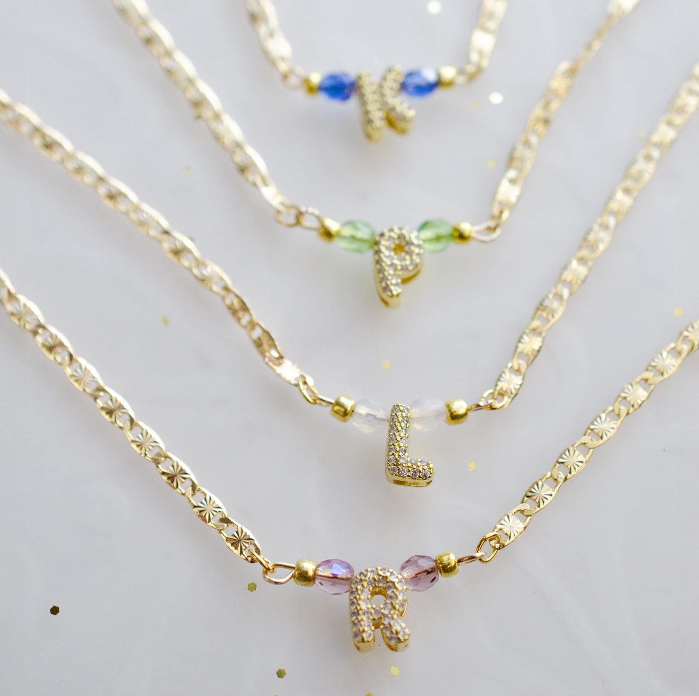 Birthstone Initial Necklace