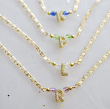 Birthstone Initial Necklace