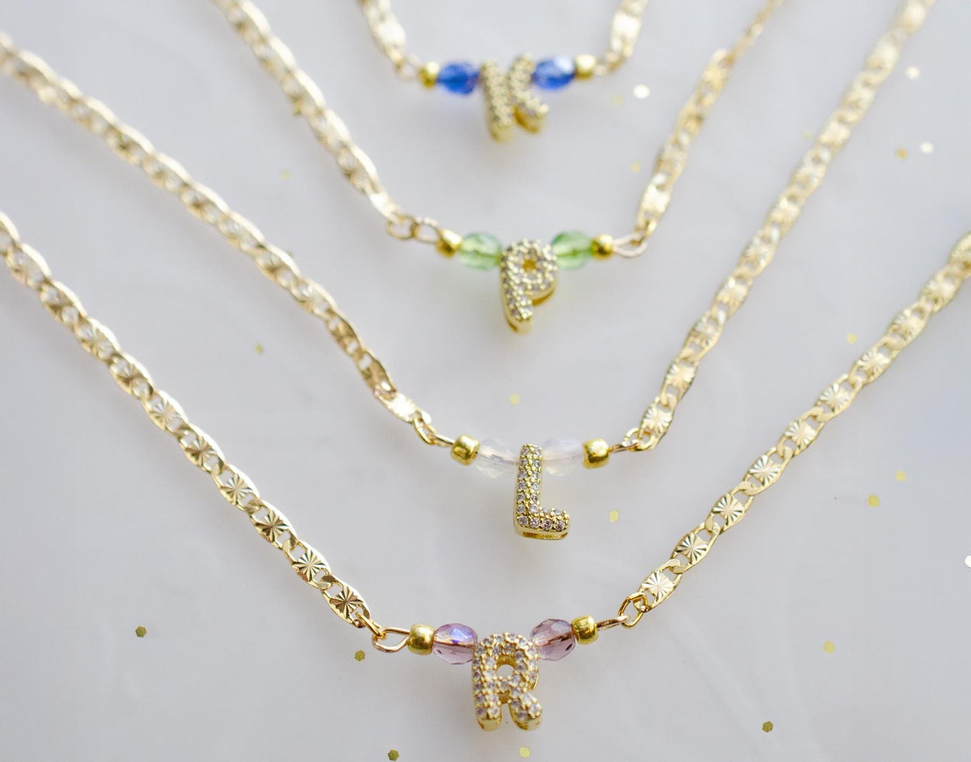 Birthstone Initial Necklace