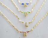 Birthstone Initial Necklace