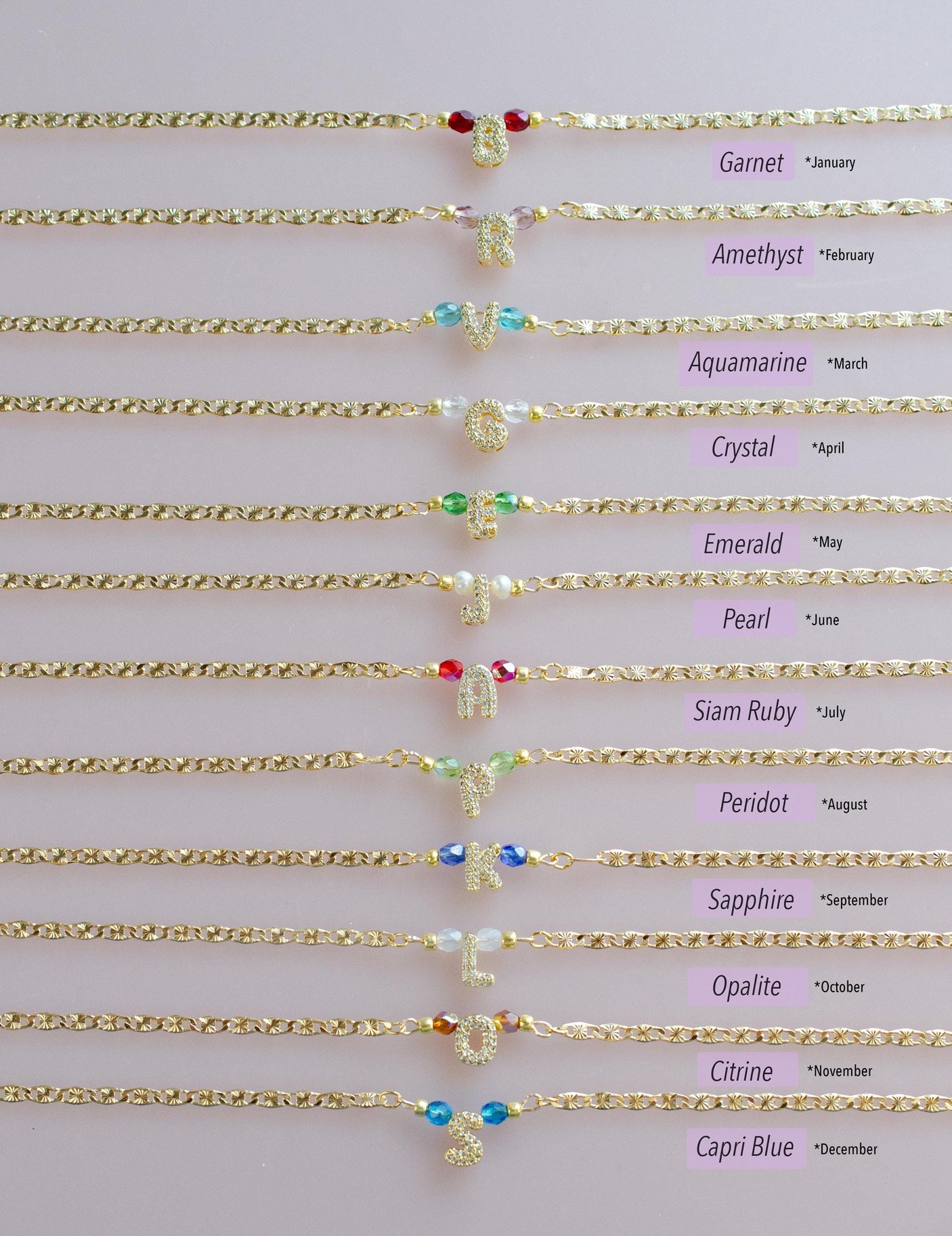 Birthstone Initial Necklace