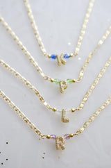 Birthstone Initial Necklace