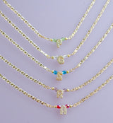 Birthstone Initial Necklace