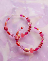 Scarlet Beaded Hoops