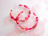 Scarlet Beaded Hoops