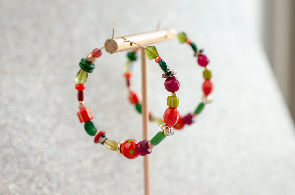 Noel Beaded Hoops