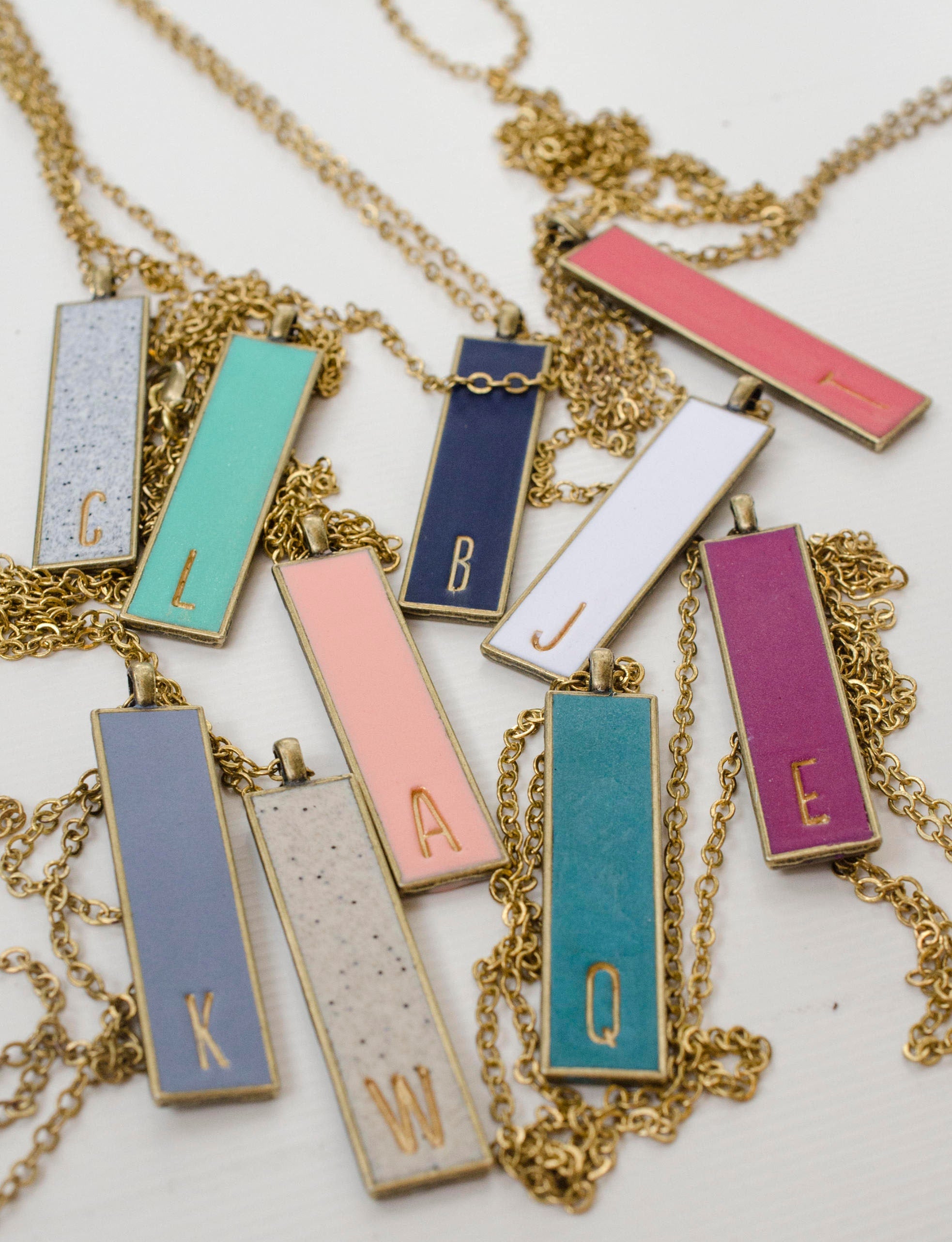 Personalized Horizontal Bar Necklace - Initial Charm Necklace