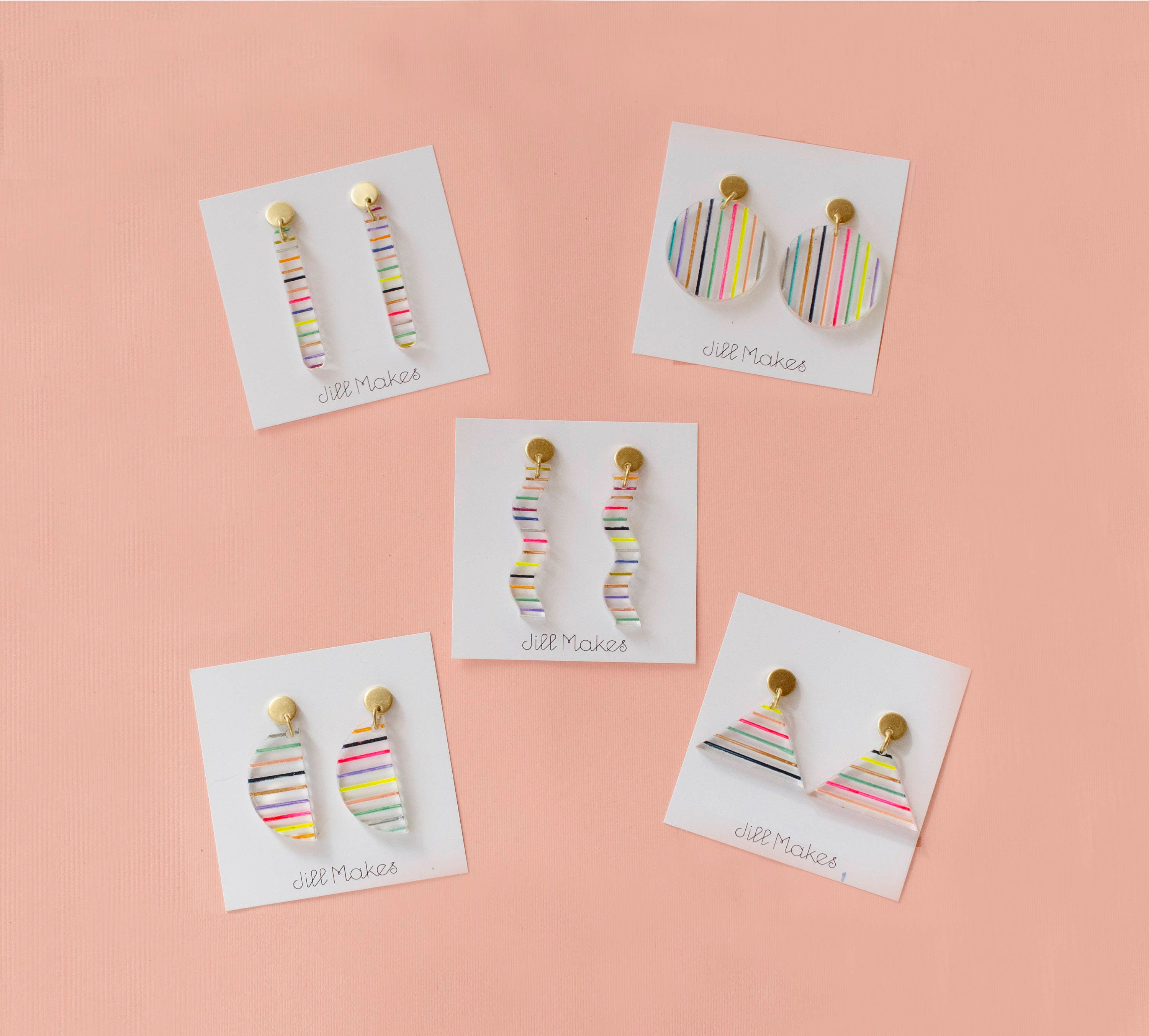 Colorful dangle earrings, geometric statement earrings, pride earrings –  jillmakes