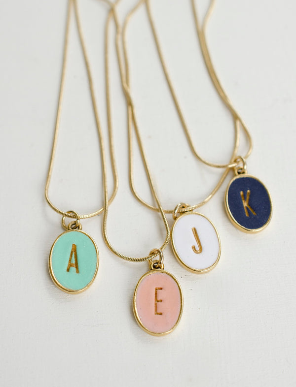 Custom Oval Initial Necklace, Anniversary gift, gift for mom, gift for her, initial necklace, clay jewelry, handmade necklace, oval initial
