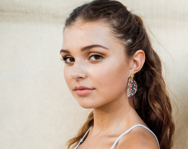 Statement earrings, bridesmaid gifts, colorful earrings, mother's day gift, confetti jewelry, lucite jewelry,