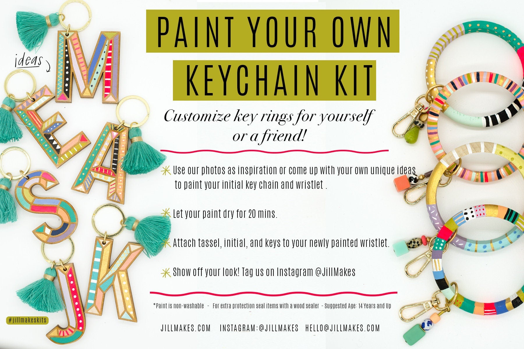 DIY Keychain Painting Kit, Craft kit, DIY kit, jewelry kit, bacheloret –  jillmakes