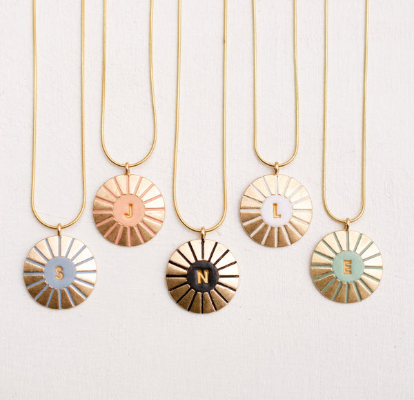 Initial sunbeam necklace, Anniversary gift, bridesmaids gifts, new mom gift, mom gift, monogram jewelry, pastel necklace, monogram necklace