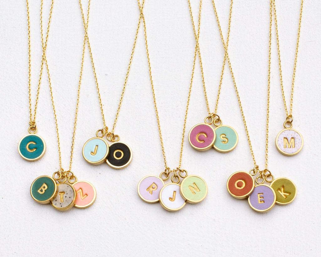 Custom letter necklace, Initial Necklaces for Moms, multiple initial necklace, anniversary necklace, round initial necklace, simple initial