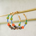 Colorful Beaded hoops, gold filled, natural stone earrings, statement earrings, colorful jewelry, gold hoop earrings, black and white