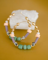 Pistachio Beaded Hoops