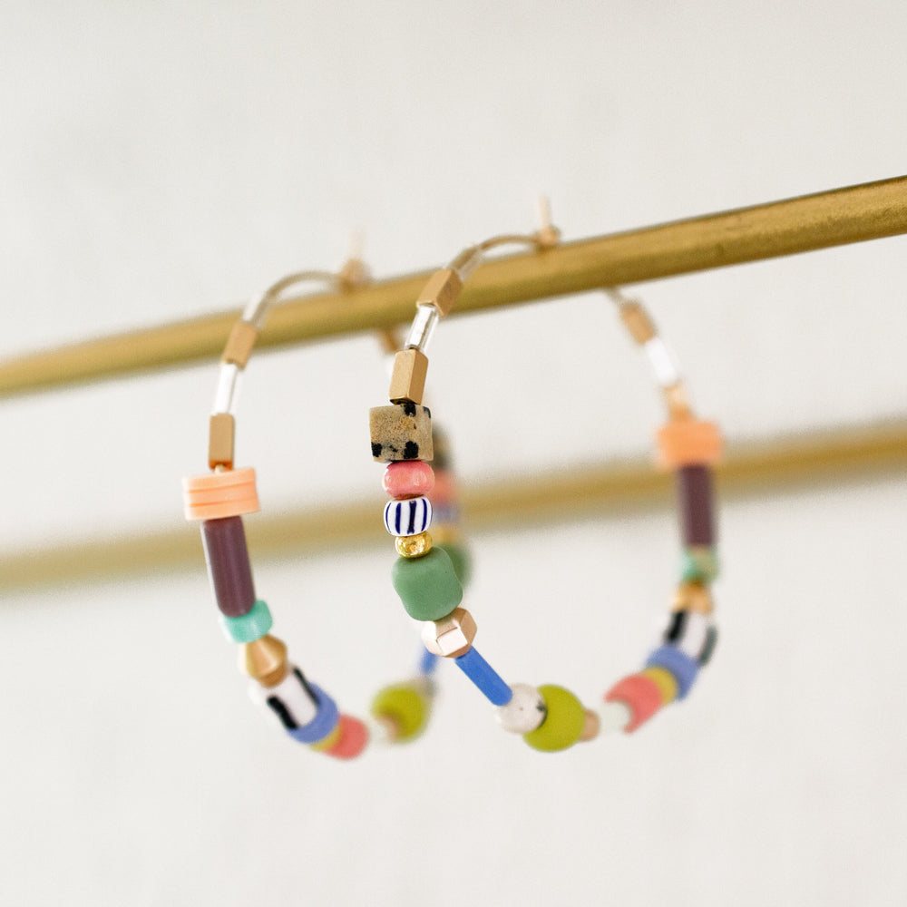 Garden Party Beaded Hoops