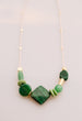 Green Beaded Statement Necklace, natural stone, chunky beaded, green and pink, emerald gemstone jewelry, gift for her