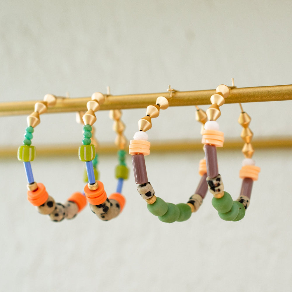 Pistachio Beaded Hoops