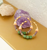 Pistachio Beaded Hoops