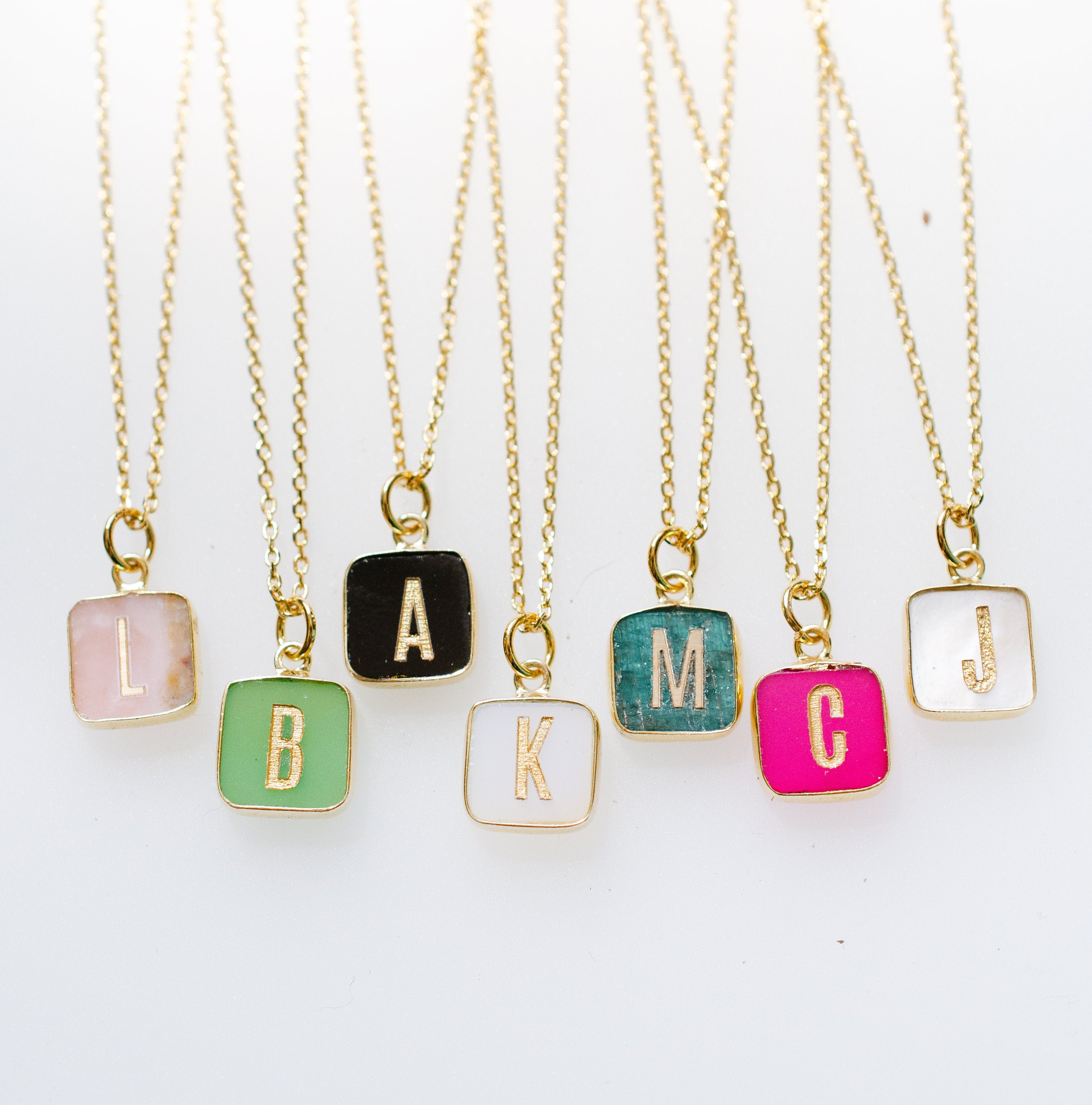 Tiny Square Initial Necklace – TickleBugJewelry