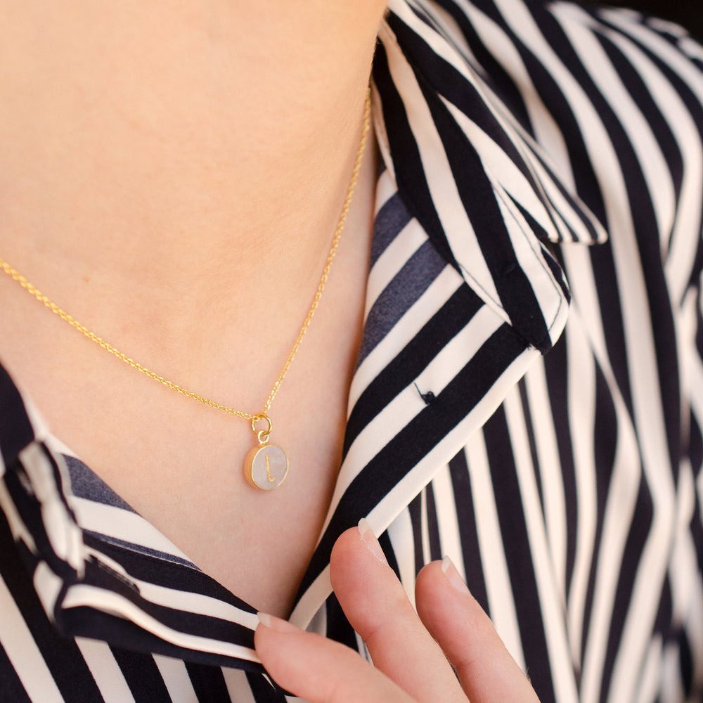 Round Initial Gemstone Necklace