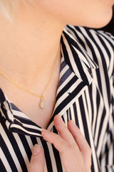 Round Initial Gemstone Necklace