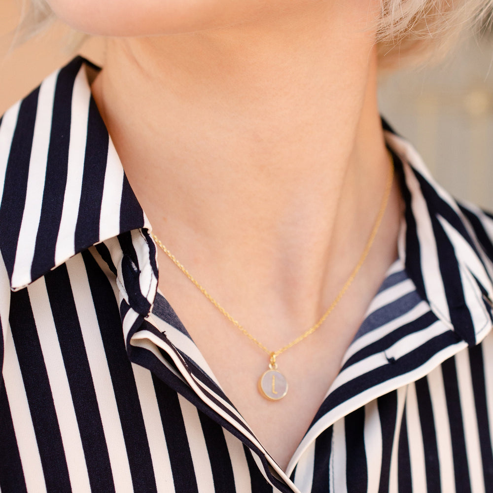 Round Initial Gemstone Necklace