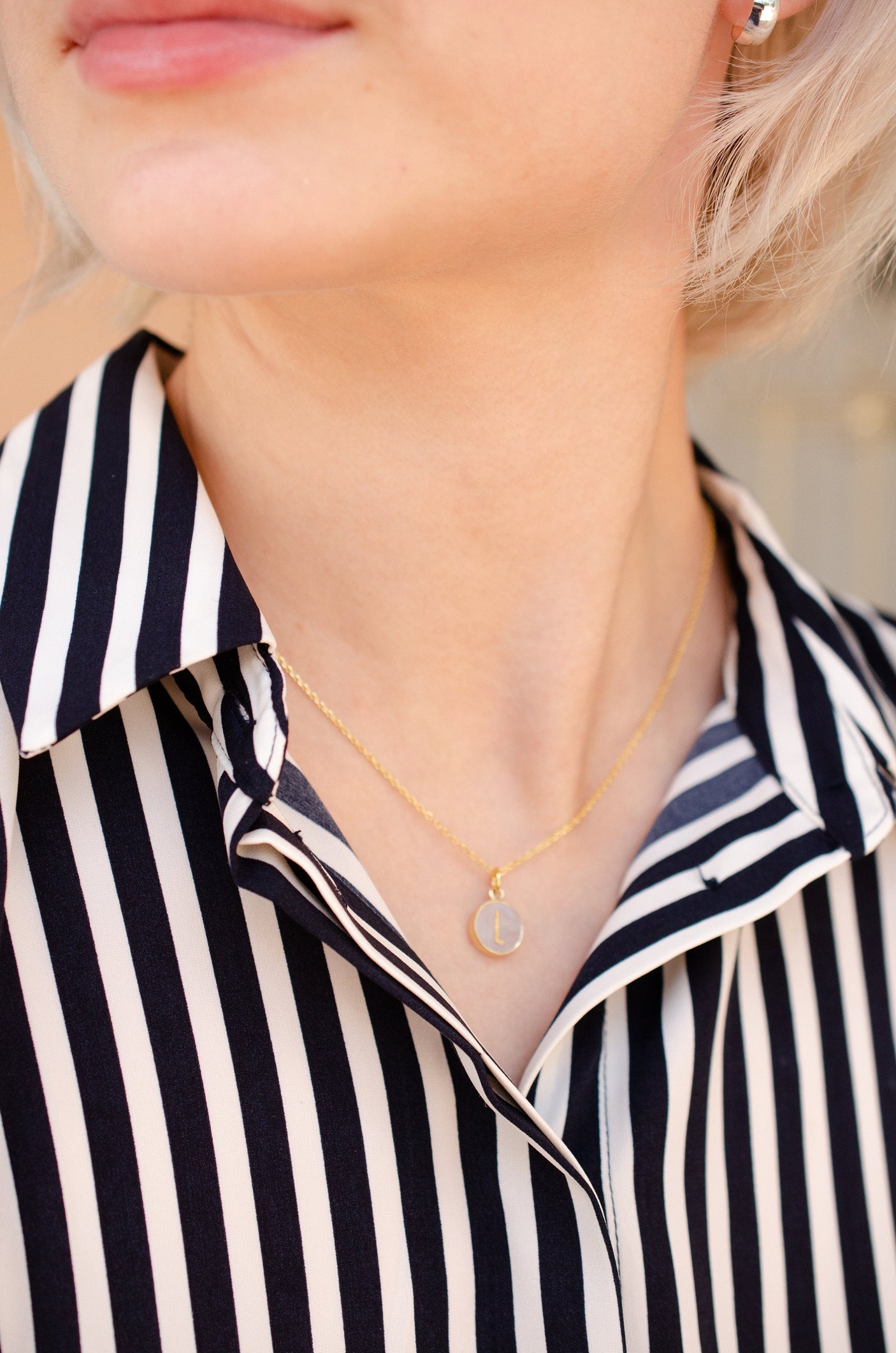 Round Initial Gemstone Necklace
