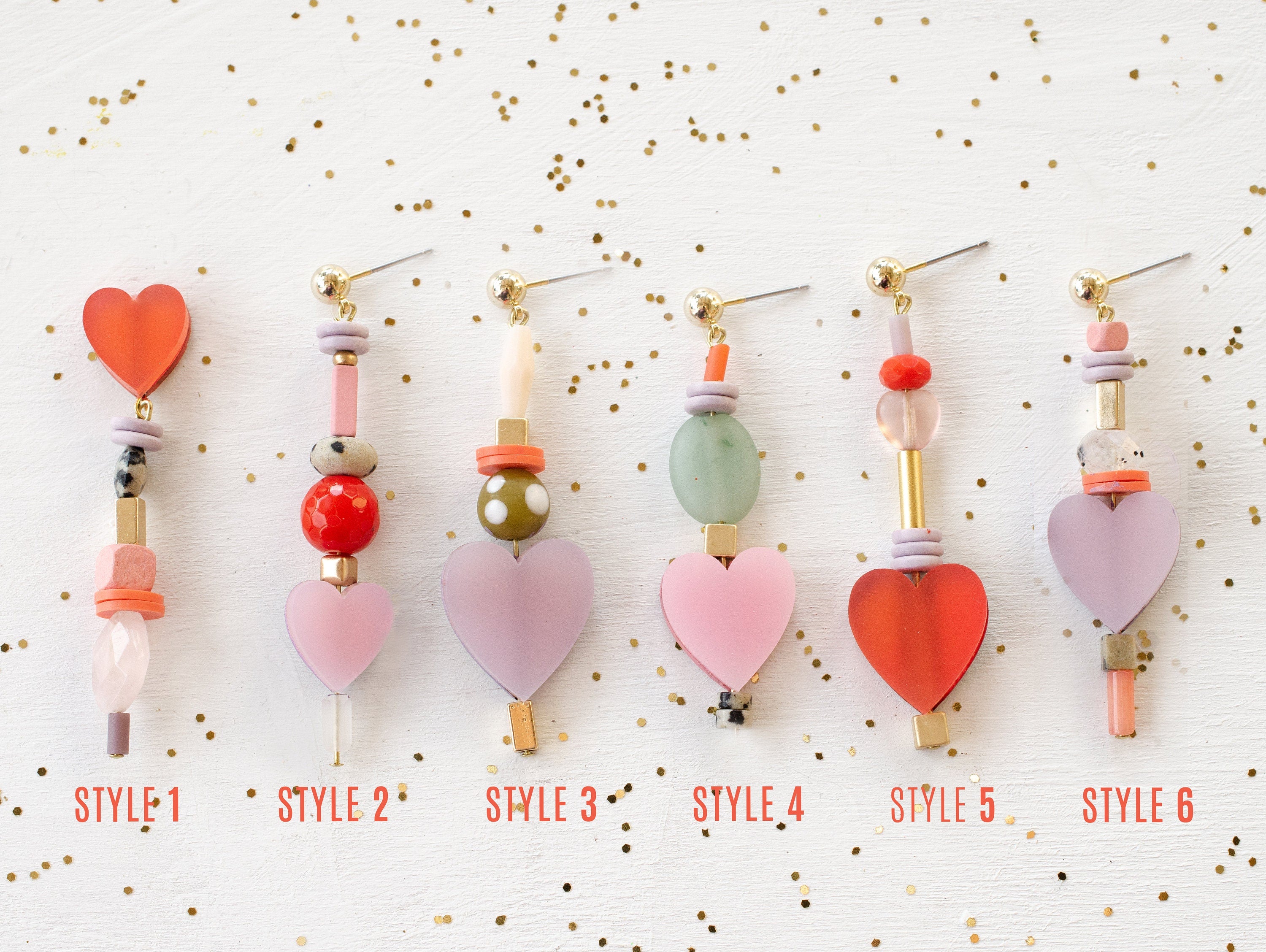 Red outlet pink earrings