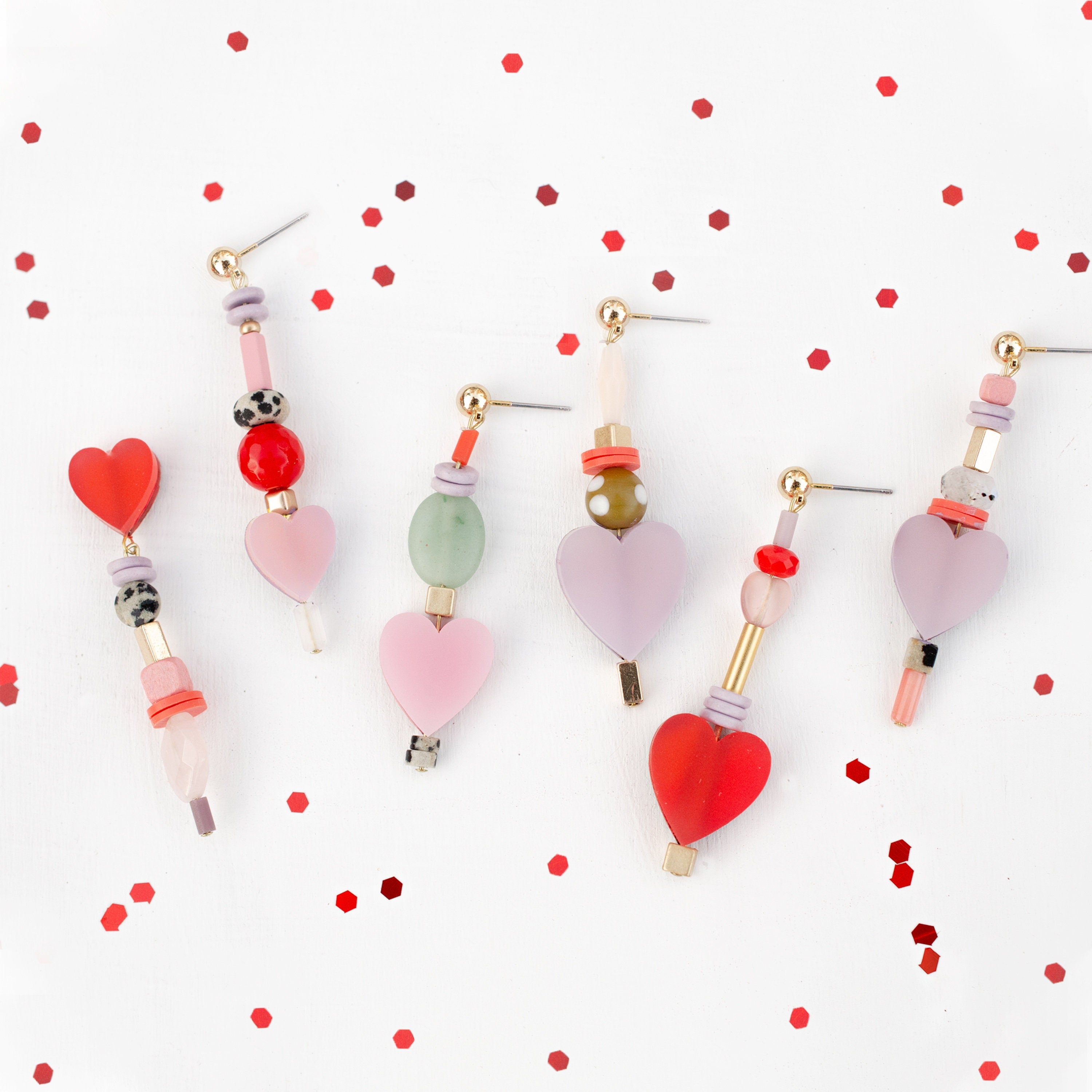  JCAKES Peach Heart Bear Asymmetry Earrings Trend