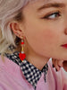 Heart Statement Earrings, Valentines day earrings, heart jewelry, beaded earrings mix and match earrings, red and pink earrings,