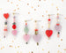 Heart Statement Earrings, Valentines day earrings, heart jewelry, beaded earrings mix and match earrings, red and pink earrings,