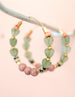 Beaded heart hoops, gold filled, natural stone, statement earrings, colorful jewelry, gold hoop earrings, Anniversary gift, jade hearts