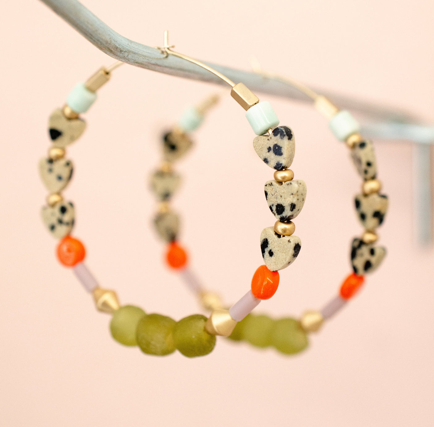Dalmatian Heart Hoop Earrings