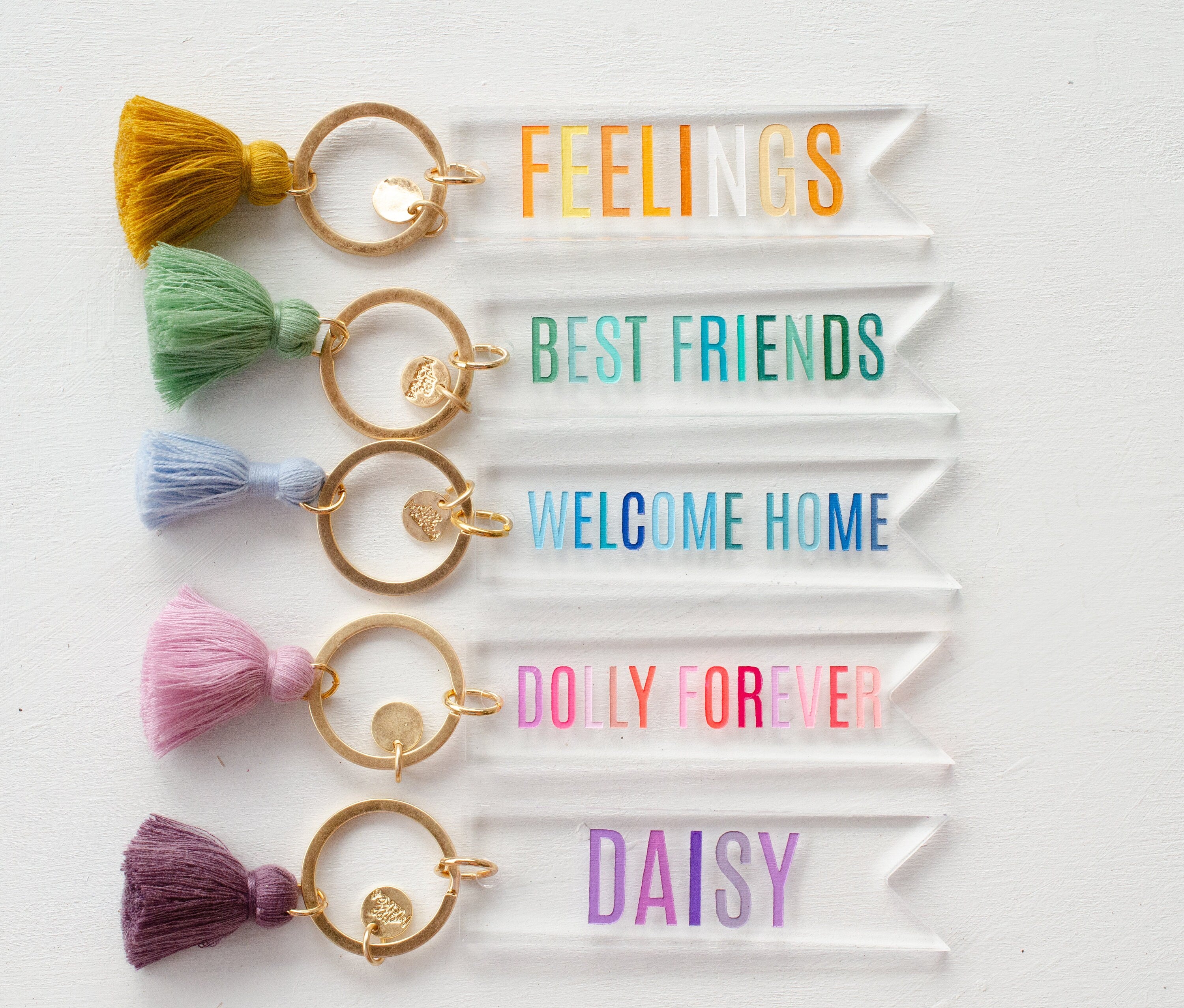 Personalized Name keychain, Custom Tassel Clear keychain, bridesmaid g –  jillmakes