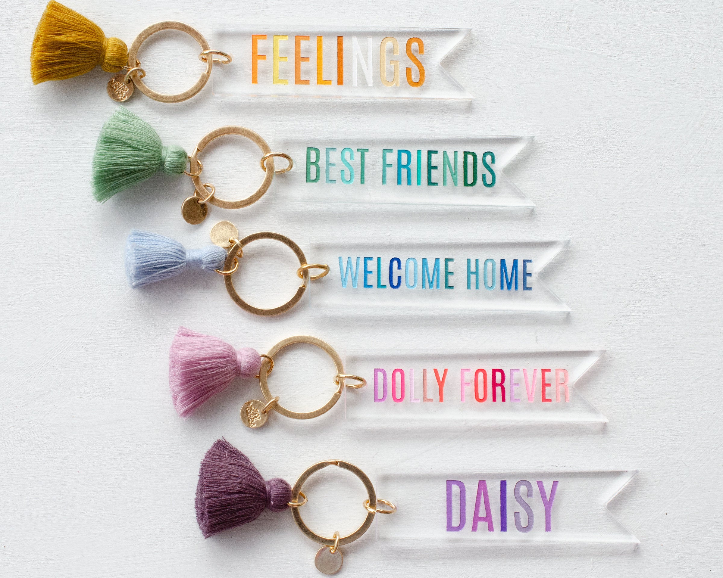 Personalized Name keychain, Custom Tassel Clear keychain, bridesmaid g –  jillmakes