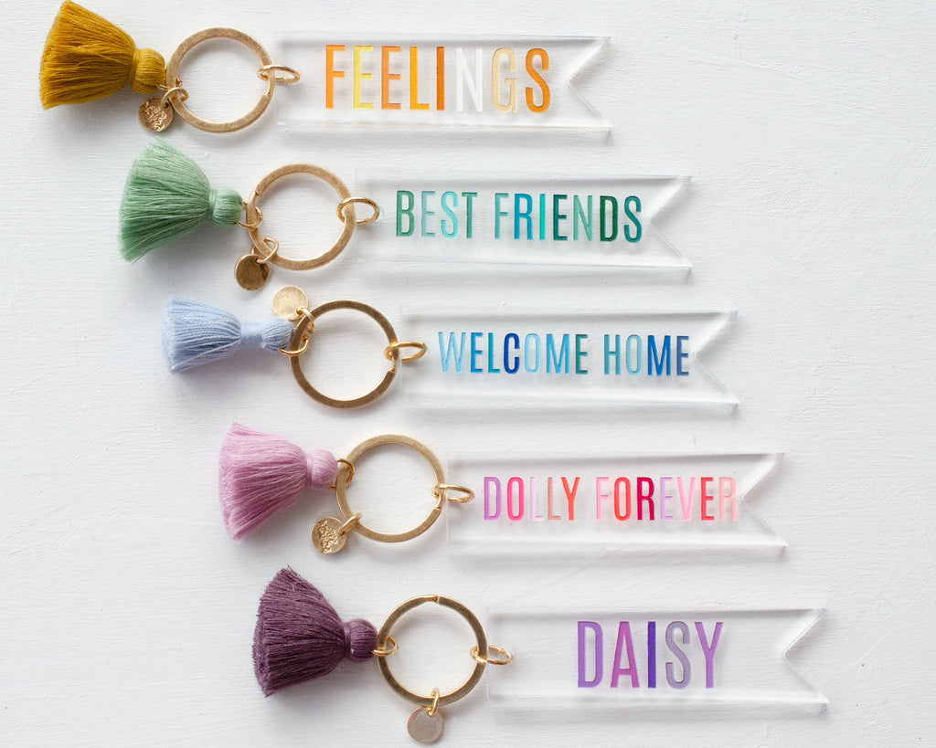 Personalized Name keychain, Custom Tassel Clear keychain, bridesmaid gifts, personalized gift, colorful acrylic, name keychain with tassel