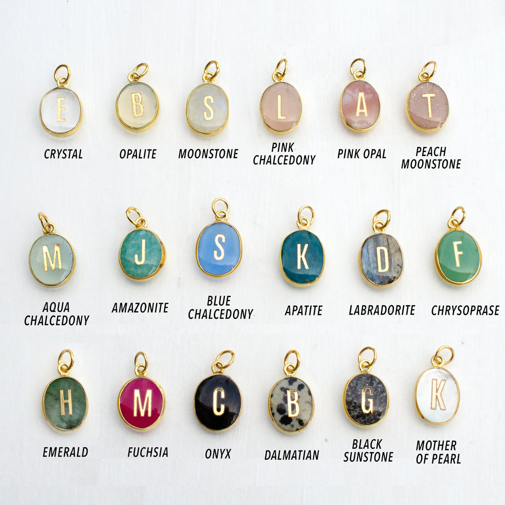 Oval Initial Gemstone Necklace