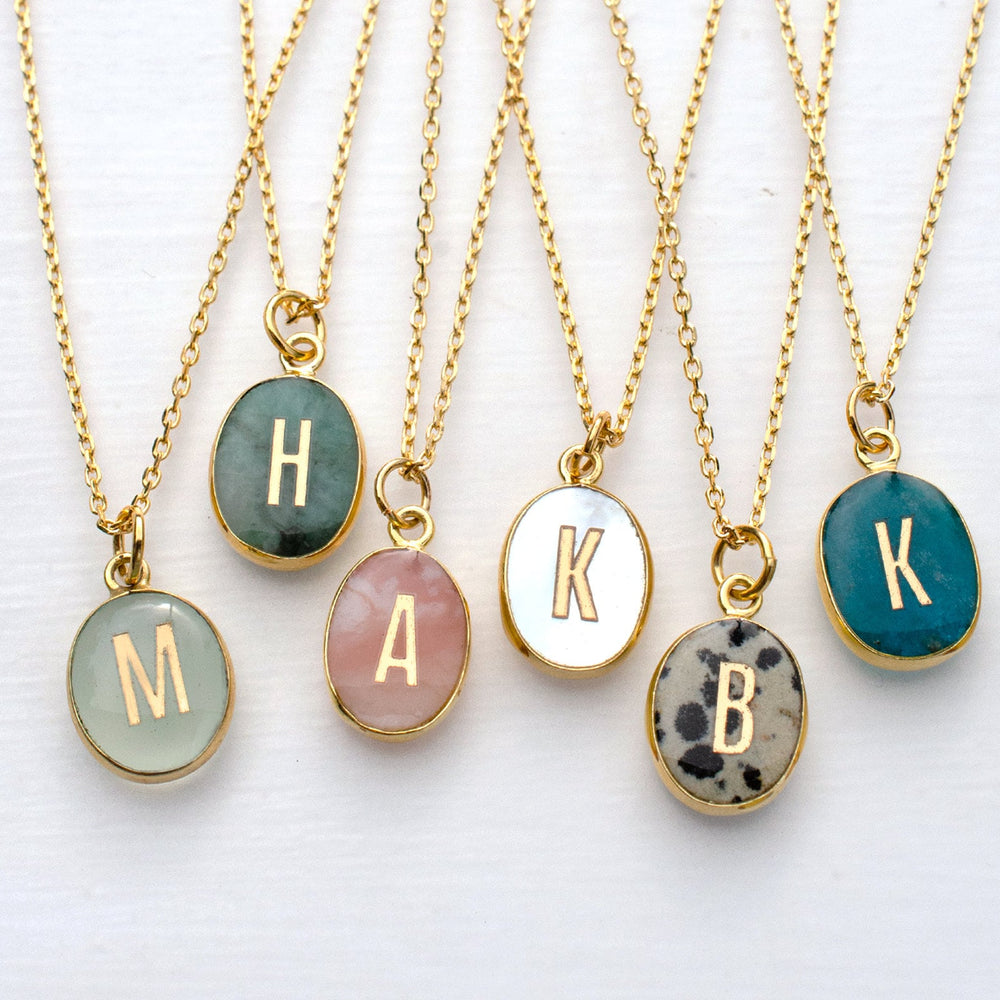 Oval Initial Gemstone Necklace
