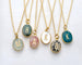 Oval Initial Gemstone Necklace, Gold initial necklace, initial pendant necklace, bridesmaid gift, birthstone necklace, natural gemstone