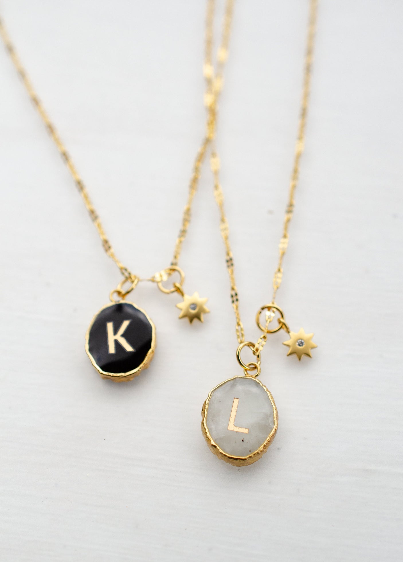 Initial Gemstone Charm Necklace