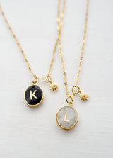 Initial Gemstone Charm Necklace