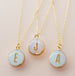 Opalite quartz initial necklace, bridesmaid gift, dainty druzy necklace, natural stone, gift for her, new mom necklace, october birthstone