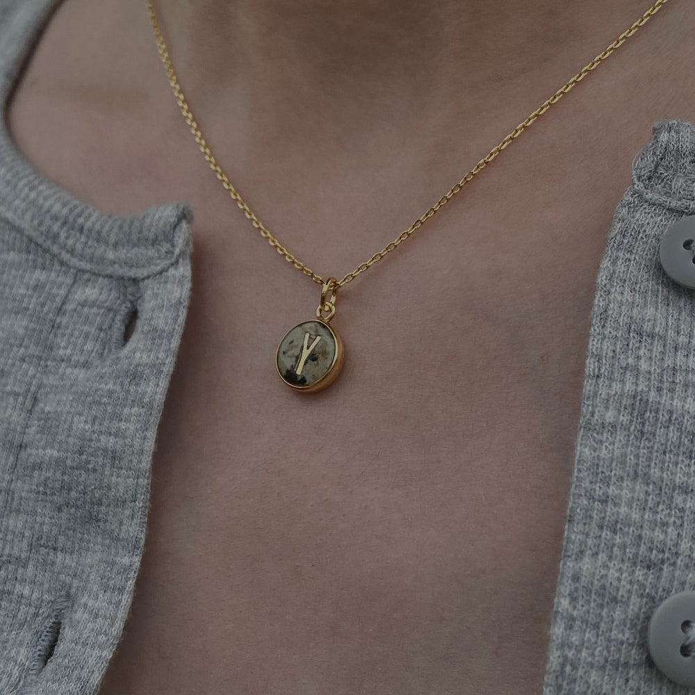 Round Initial Gemstone Necklace