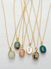 Oval Initial Gemstone Necklace, Gold initial necklace, initial pendant necklace, bridesmaid gift, birthstone necklace, natural gemstone