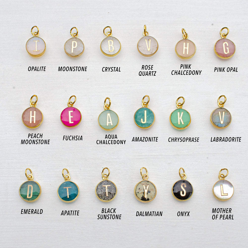 Round Initial Gemstone Necklace