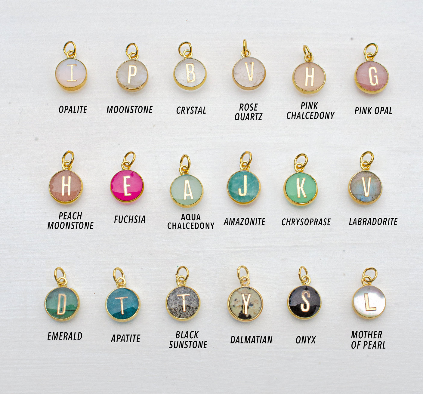 Round Initial Gemstone Necklace