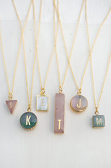 Gemstone Initial Necklaces
