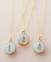 Opalite quartz initial necklace, bridesmaid gift, dainty druzy necklace, natural stone, gift for her, new mom necklace, october birthstone